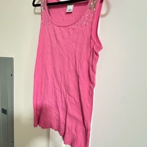 Old Navy Pink Sequin Accent Tank Top